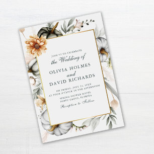 Invitation Mariage Bohème aux Citrouilles et Fleurs Sauvages
