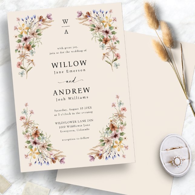 Invitation Mariage Bohème aux Fleurs Sauvages (Boho Wildflower Wedding Invitation
)
