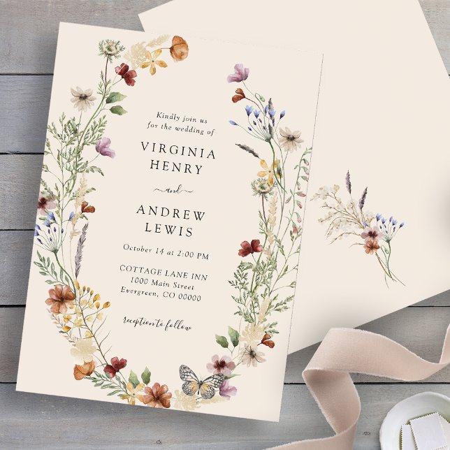 Invitation Mariage Bohème aux Fleurs Sauvages (Boho Wildflower Wedding Invitation
)