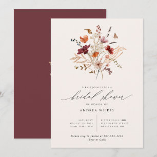 Invitation Mariage bohème aux fleurs sauvages d'automne