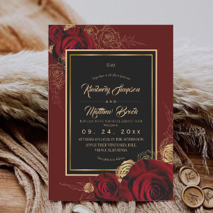 Invitation Mariage Bohème aux Roses de Bourgogne Royale