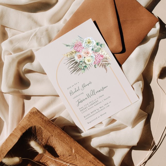 Invitation Mariage Bohème avec Herbe de Pampas et Arche Flora (Créateur téléchargé)