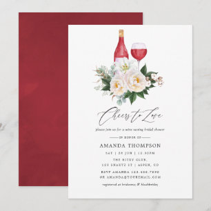 Invitation Mariage Bohème Blanc Floral Dégustation de Vin