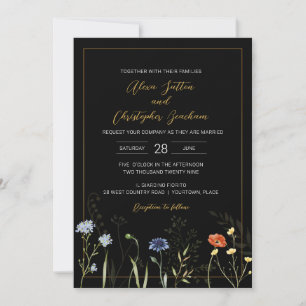 Invitation Mariage bohème botanique à fleur sauvage lunatique