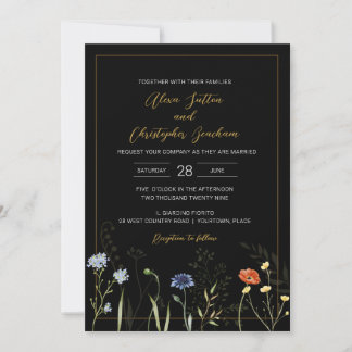 Invitation Mariage bohème botanique à fleur sauvage lunatique