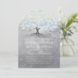 Invitation Mariage Bohème Champêtre Arbre à Feuille en Forme 