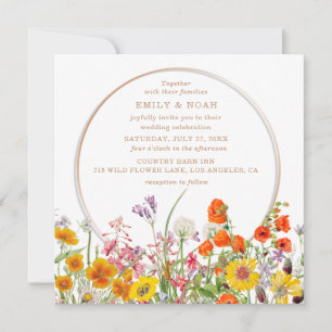 Invitation Mariage bohème champêtre coloré et fleuri à petit