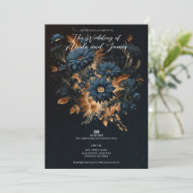 Mariage Bohème Chic Bleu Nuit et Or Rouillé