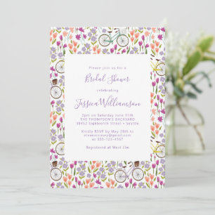 Invitation Mariage Bohème Chic Vélo Floral Script