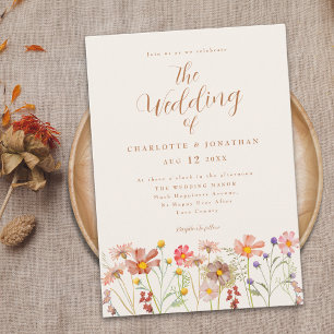 Invitation Mariage Bohème d'Automne aux Fleurs Sauvages