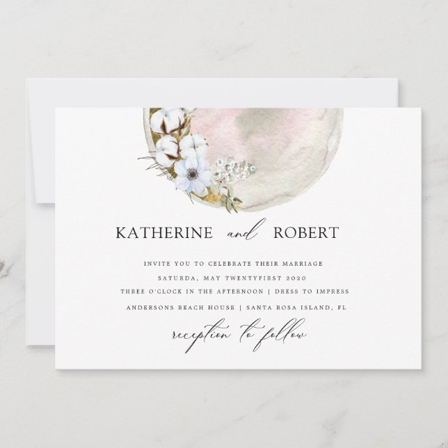 Invitation mariage bohème de la lune (Devant)