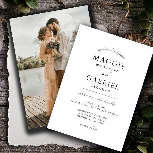 Invitation Mariage Bohème de Photo Minimaliste Moderne (Créateur téléchargé)