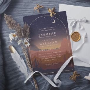 Invitation Mariage Bohème Désert Lune Rustique Élégant Modern
