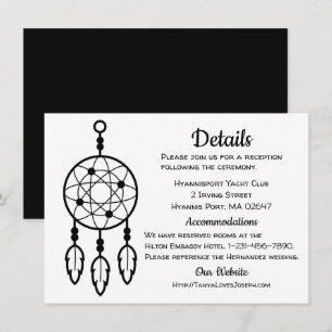 Invitation Mariage Bohème Détails Attrape-Rêves Tribal Noir