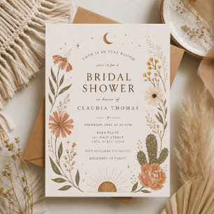 Invitation Mariage Bohème du Désert Fleur Sauvage Terracott