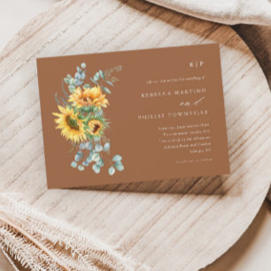Invitation Mariage Bohème Élégant Tournesol Eucalyptus Automn
