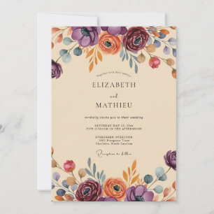 Invitation Mariage Bohème Exubérant aux Prunes
