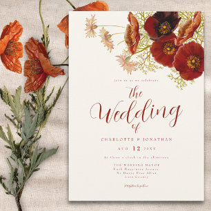 Invitation Mariage Bohème Fleur de Champ Automne Brun