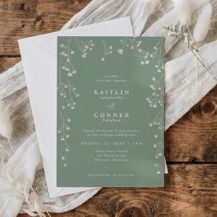 Invitation Mariage Bohème Fleur de Sauge Verte Baby's Breath