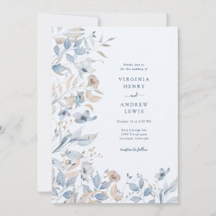 Invitation Mariage Bohème Fleur des Champs Bleu