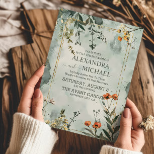 Invitation Mariage Bohème Fleur Sauvage de Montagne Rustique