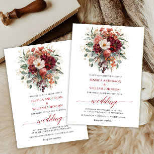 Invitation Mariage Bohème Fleurs de Bourgogne Automne