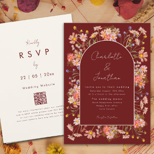 Invitation Mariage Bohème Floral Arche Terracotta Automne