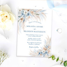 Mariage Bohème Floral Bleu Élégant Romantique