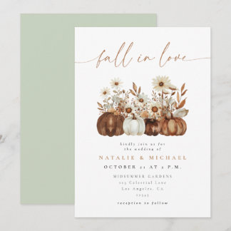Invitation Mariage Bohème Floral Citrouille Automne