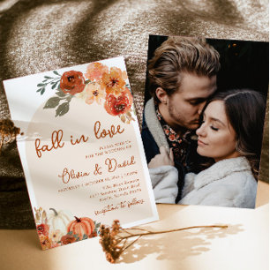 Invitation Mariage Bohème Floral Citrouille Automne Tombez am