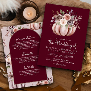 Invitation Mariage Bohème Floral Citrouille Tout en Un Bordea