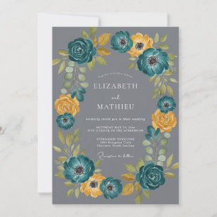 Invitation Mariage Bohème Frappant de Sarcelle