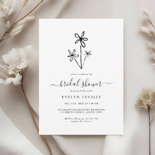 Invitation Mariage Bohème Minimaliste avec Motifs Floraux Des