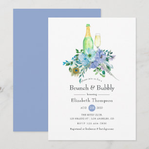 Invitation Mariage bohème mint et bleu avec brunch et champag