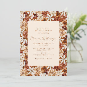 Invitation Mariage Bohème Moderne Fleurs Sauvages Terracotta