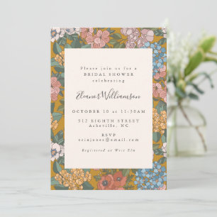 Invitation Mariage Bohème Moderne Floral Jaune Moutarde