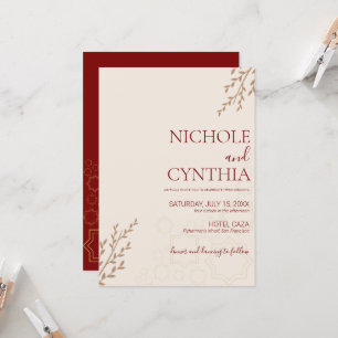 Invitation Mariage Bohème Moderne Terracotta Orange Brûlé