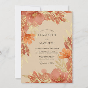Invitation Mariage Bohème Orné de Terre Cuite