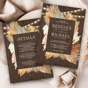 Invitation Mariage Bohème Pampas Palmier Séché Tout en Un