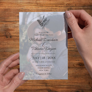 Invitation Mariage Bohème Photo Dégradé Minimaliste Romantiqu