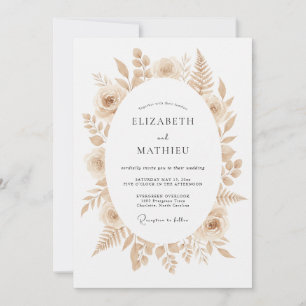 Invitation Mariage Bohème Raffiné Beige