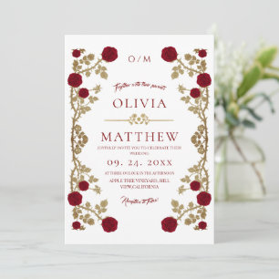 Invitation Mariage Bohème Rose et Bête avec Vigne
