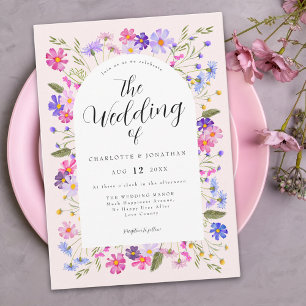 Invitation Mariage Bohème Rose Fleur Sauvage Vibrante Colorée