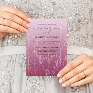 Invitation Mariage Bohème Rose Herbes Folles & Feuillage