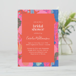Invitation Mariage Bohème Rouge Moderne Floral Élégant