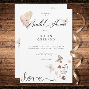 Invitation Mariage Bohème Rustique Beige Shower de Mariée Amo