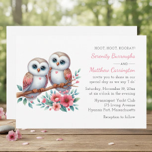 Invitation Mariage Bohème Rustique de Campagne au Thème Hibou