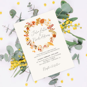 Invitation Mariage Bohème Rustique Floral Automne Chutes