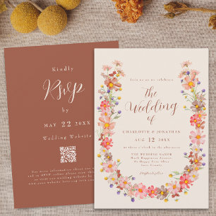 Invitation Mariage Bohème Rustique Floral d'Automne
