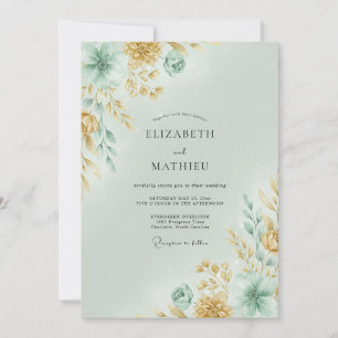 Invitation Mariage Bohème Serein Vert Sauge